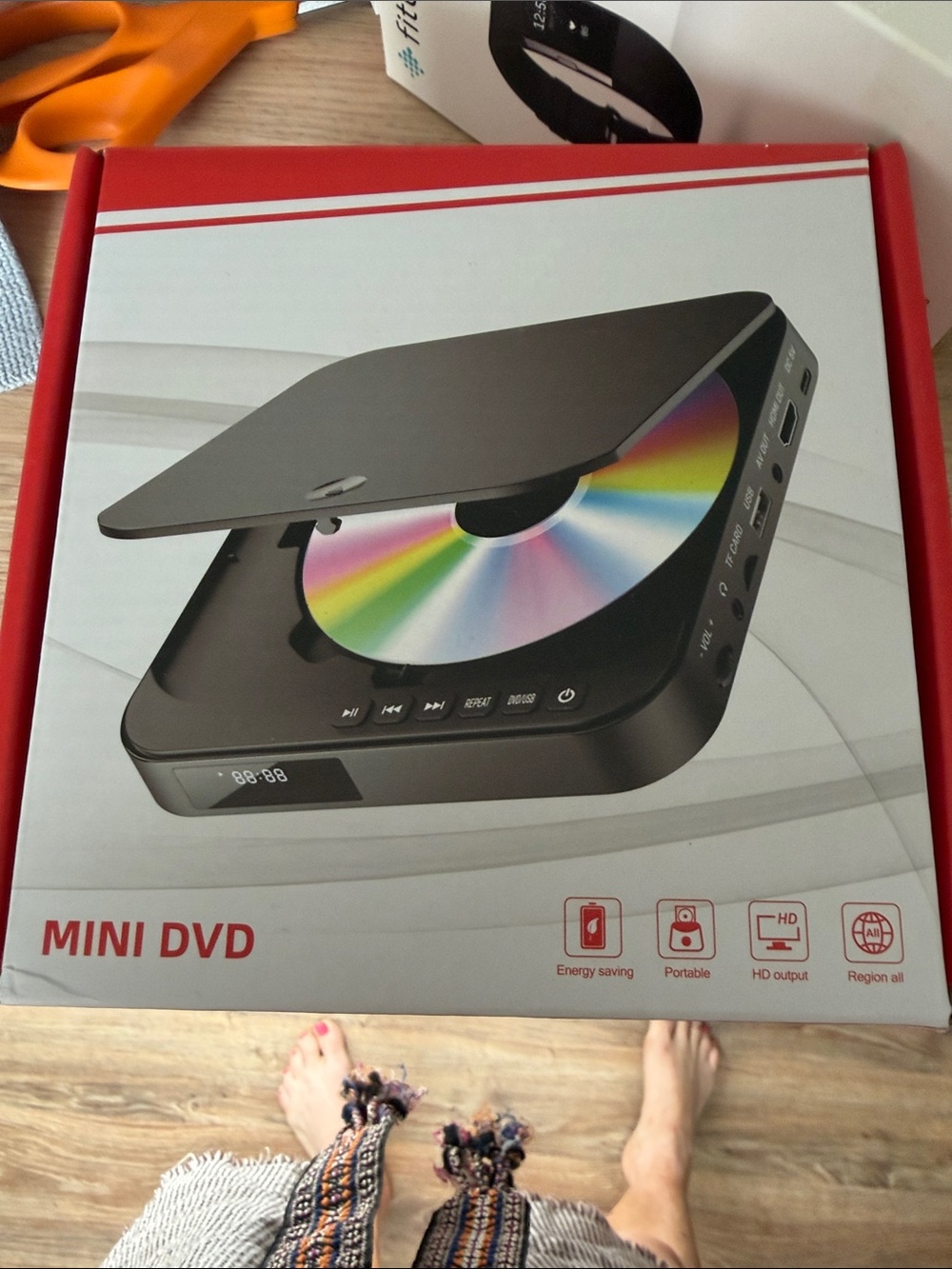 Portable Mini DVD Player with remote and all attachments - Black